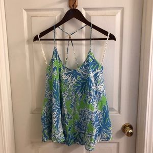 Lilly Pulitzer L EUC Sea Plant SILK Racer Back